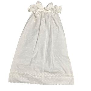 White Baptism Dress with Bow Accent